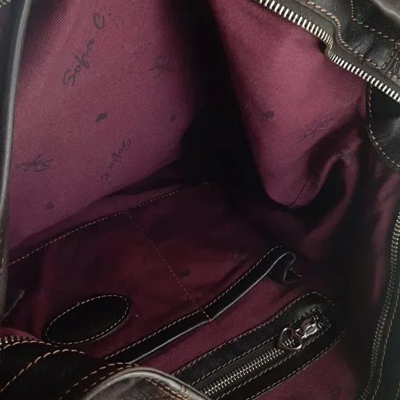 Sofia C Extra Large Beautiful Brown Smooth Italian Leather Shopper Shoulder Bag - Picture 5 of 6